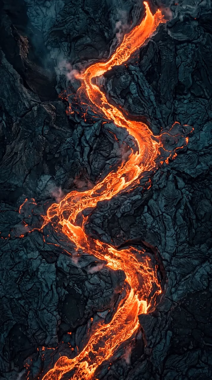Download Top-Down Aerial Photography of Volcanic River with Orange and Teal Contrast Wallpaper in Mobile HD Top-Down Aerial Photography of Volcanic River with Orange and Teal Contrast - Free Mobile AMOLED Wallpaper Background