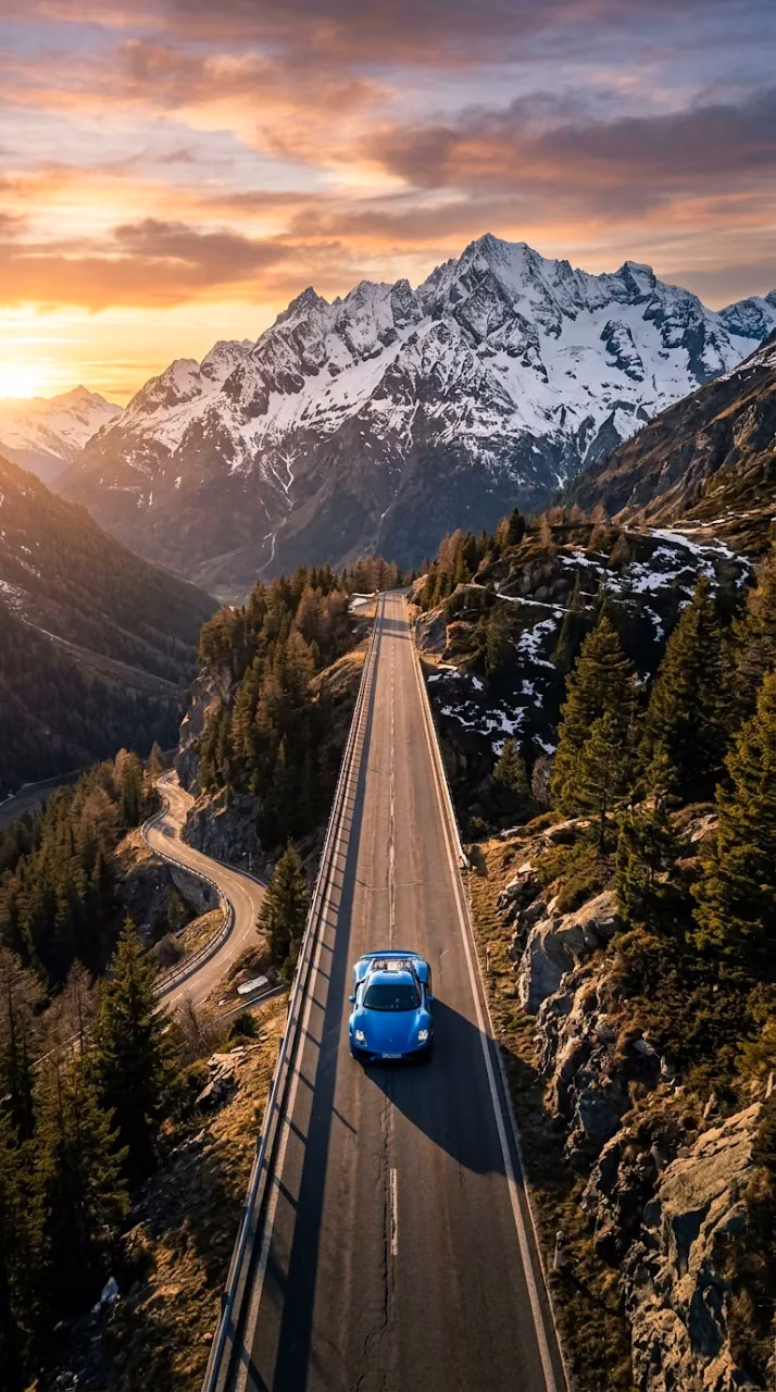 Download Top-Down Aerial View of a Blue Car on a Long Winding Mountain Road Wallpaper in Mobile HD Top-Down Aerial View of a Blue Car on a Long Winding Mountain Road - Free Mobile AMOLED Wallpaper Background