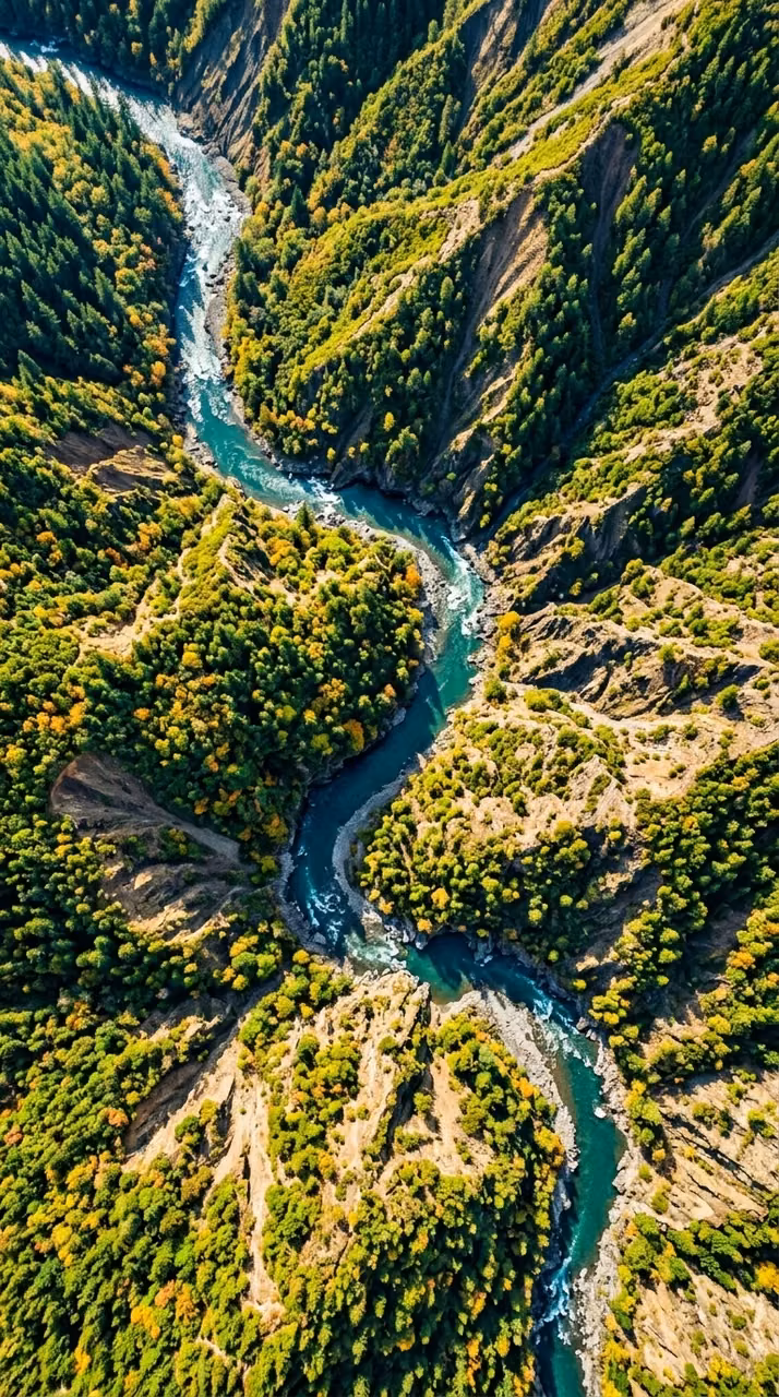 Download Top-Down Aerial View of River Through Mountains Wallpaper in Mobile HD Top-Down Aerial View of River Through Mountains - Free Mobile AMOLED Wallpaper Background