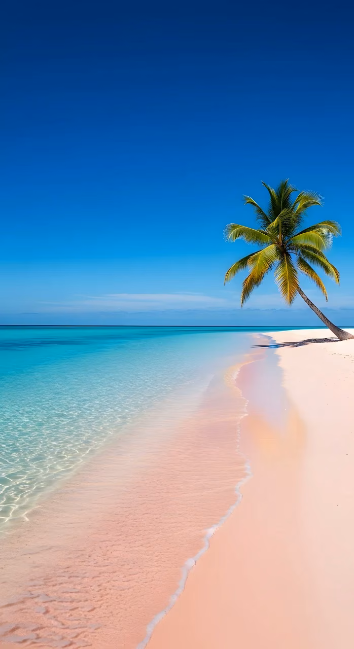 Tropical Pink Sand Beach Clear Turquoise Ocean - Free Mobile AMOLED Wallpaper Background
