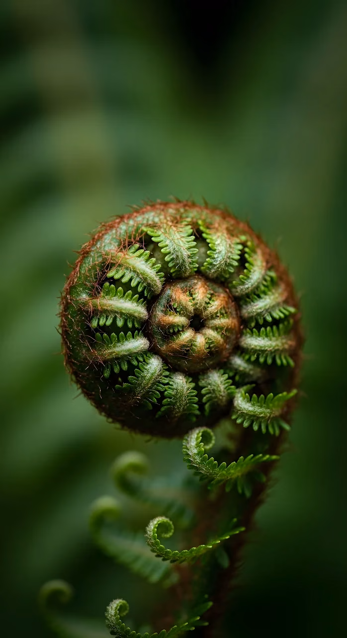 Unfurling Fern Fiddlehead Macro Close-up - Free Mobile AMOLED Wallpaper Background