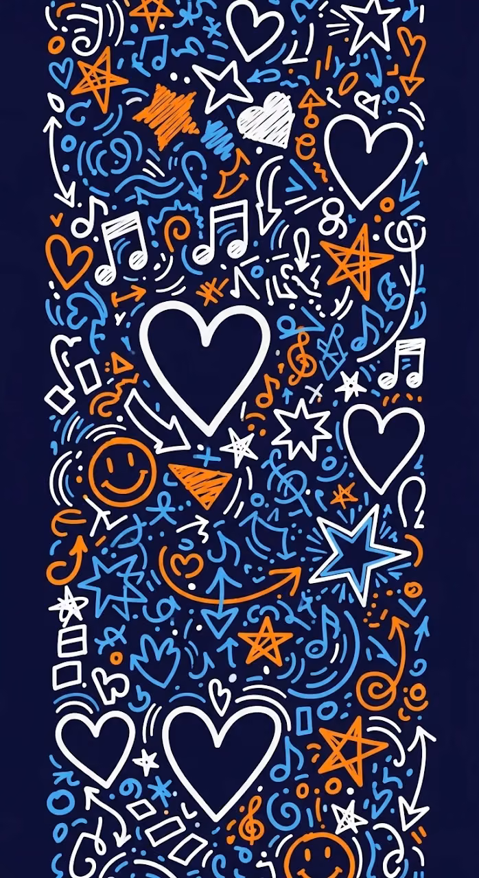 Download Vertical Abstract Doodle Background with Hearts, Stars, and Music Notes Wallpaper in Mobile HD Vertical Abstract Doodle Background with Hearts, Stars, and Music Notes - Free Mobile AMOLED Wallpaper Background