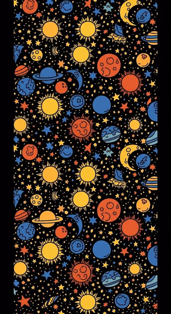 Download Vertical Seamless Pattern of Hand-Drawn Planets and Stars in Childlike Style on Black Wallpaper in Mobile HD Vertical Seamless Pattern of Hand-Drawn Planets and Stars in Childlike Style on Black - Free Mobile AMOLED Wallpaper Background