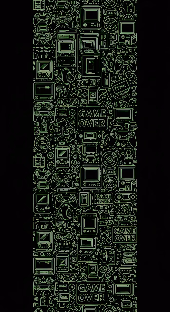 Download Vertical Seamless Pattern of Neon Green Gaming and Technology Doodles on Black Wallpaper in Mobile HD Vertical Seamless Pattern of Neon Green Gaming and Technology Doodles on Black - Free Mobile AMOLED Wallpaper Background