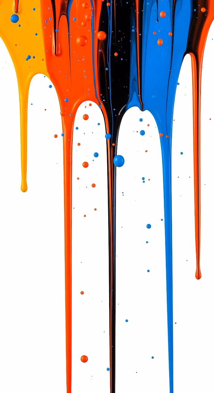 Vibrant Dripping Paint Abstract Yellow Orange Black Blue - Free Mobile AMOLED Wallpaper Background