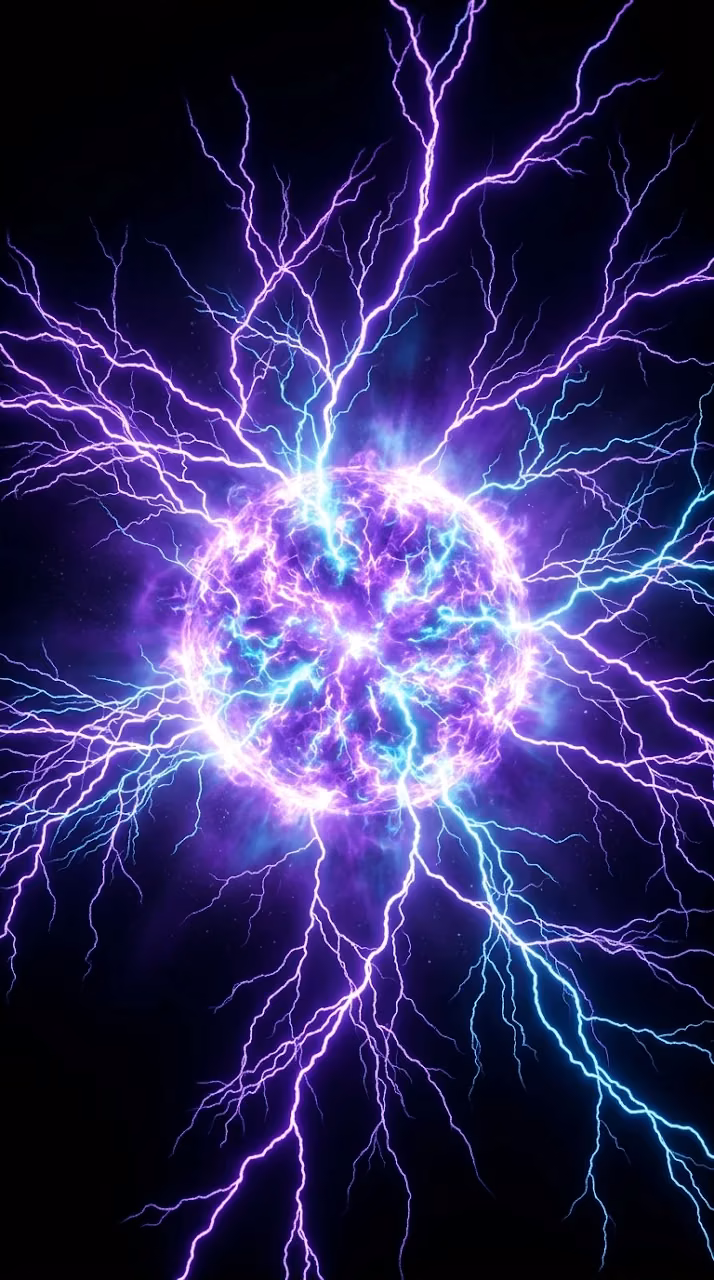 Vibrant Electric Plasma Energy Ball with Lightning Arcs - Free Mobile AMOLED Wallpaper Background