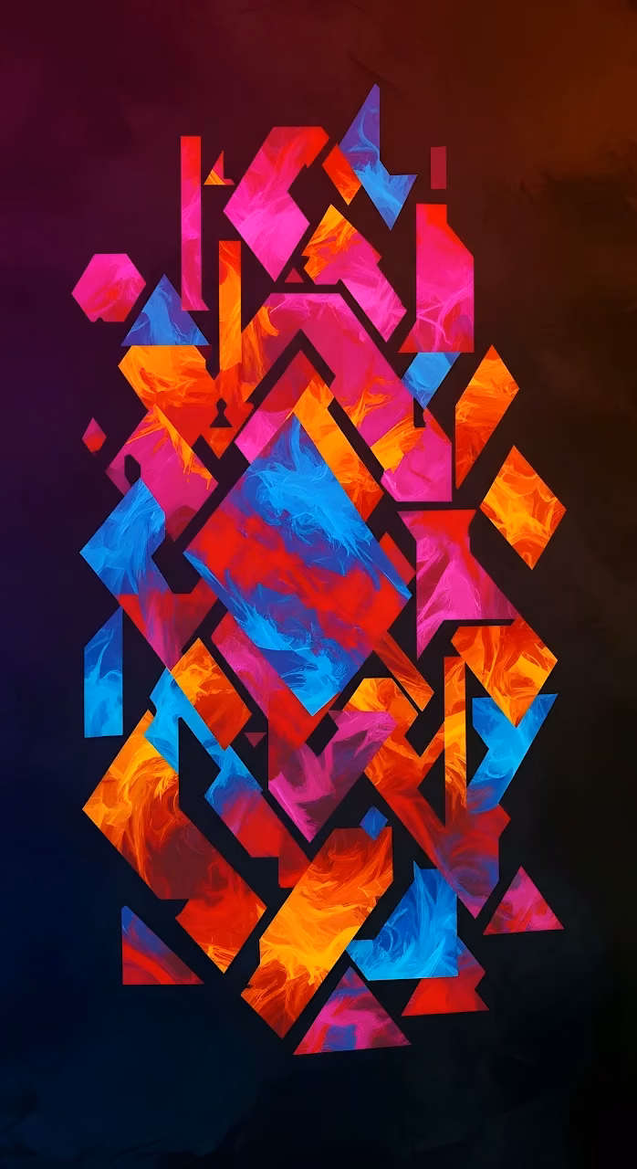 Download Vibrant Geometric Abstraction with Fiery Swirls Wallpaper in Mobile HD Vibrant Geometric Abstraction with Fiery Swirls - Free Mobile AMOLED Wallpaper Background