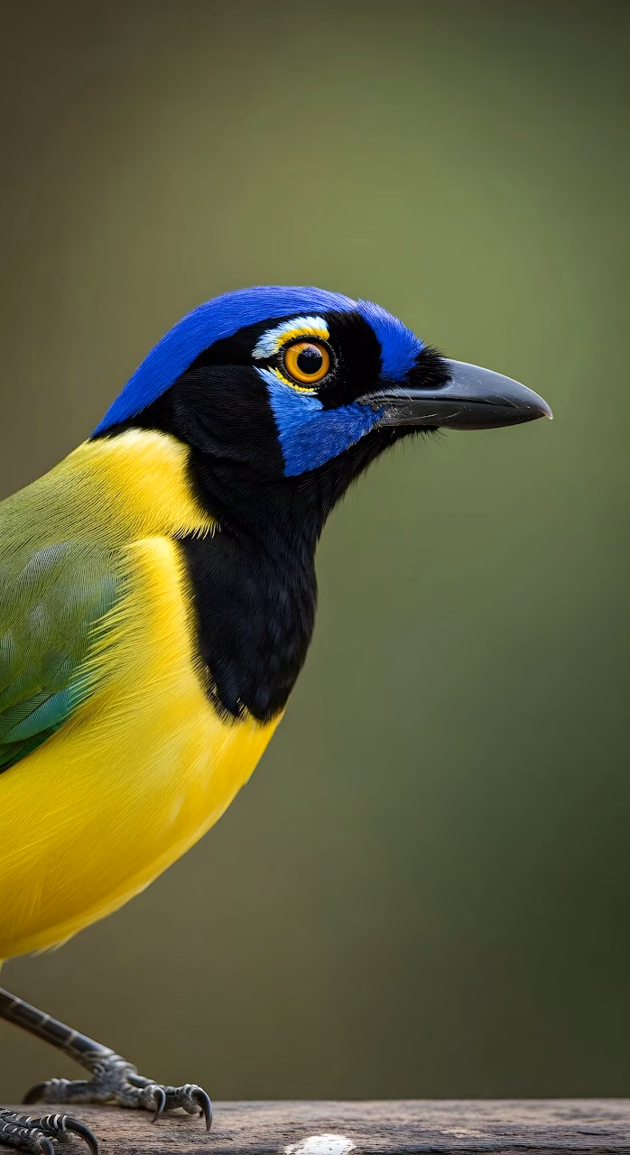 Vibrant Green Jay Bird Close-up Portrait Wildlife - Free Mobile AMOLED Wallpaper Background