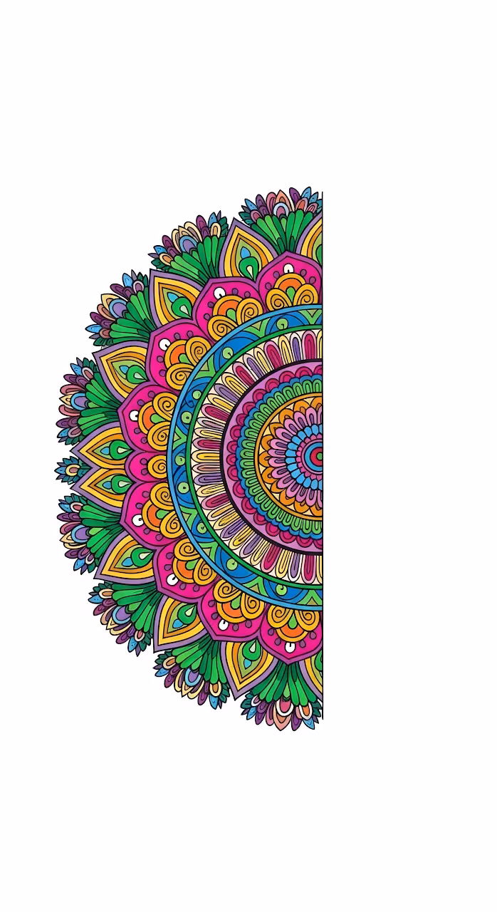 Download Vibrant Half Mandala Intricate Geometric Colorful Pattern Wallpaper in Mobile HD Vibrant Half Mandala Intricate Geometric Colorful Pattern - Free Mobile AMOLED Wallpaper Background