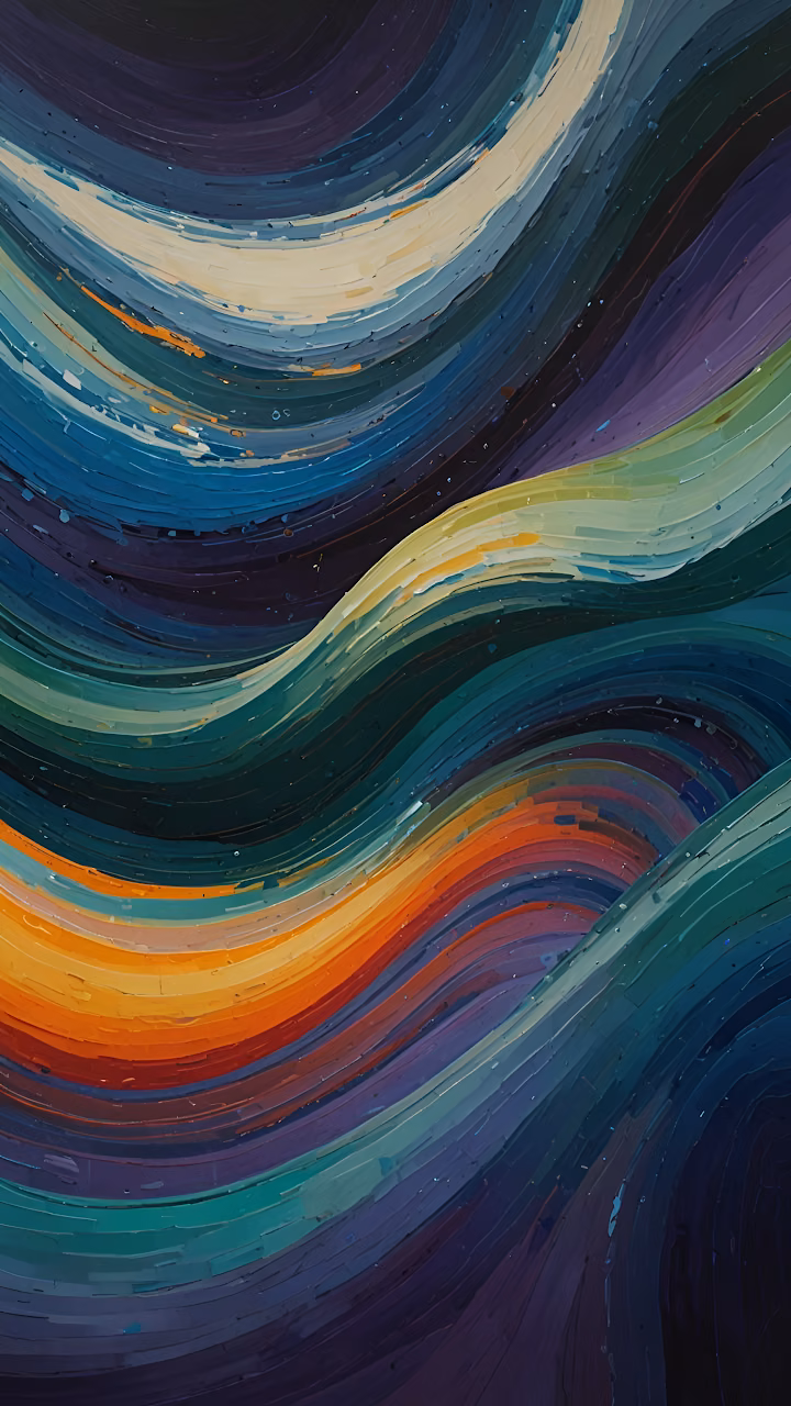 Vibrant Impasto Waves Abstract Painting Texture Art - Free Mobile AMOLED Wallpaper Background