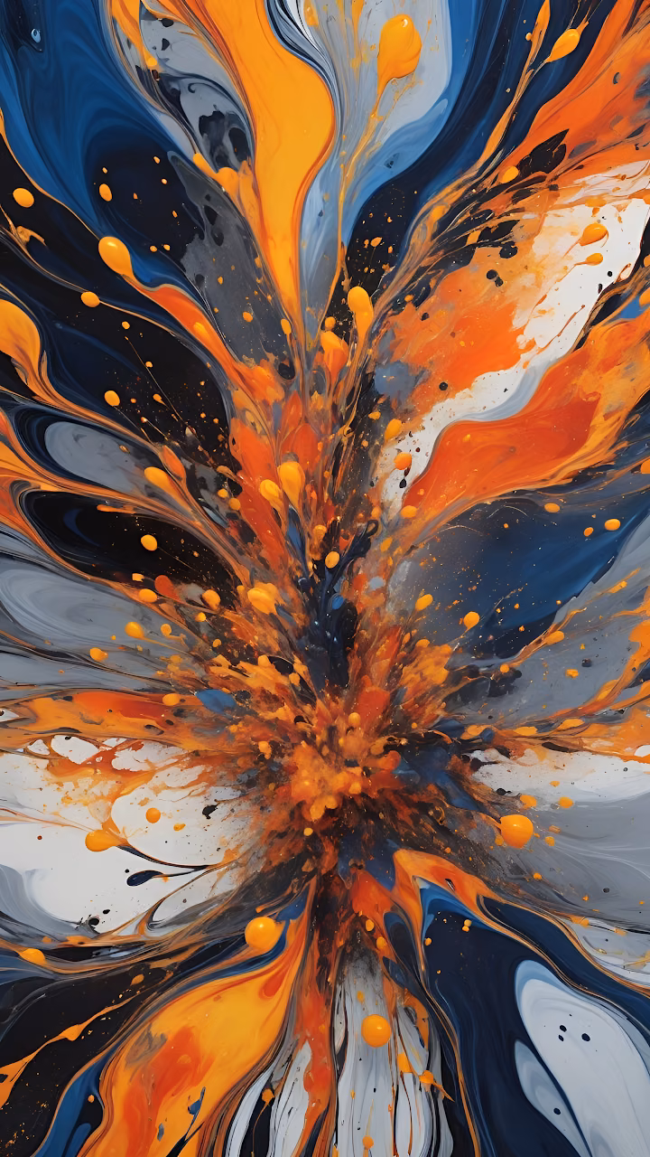 Vibrant Orange Blue Ink Explosion Abstract Fluid Art Splatter - Free Mobile AMOLED Wallpaper Background