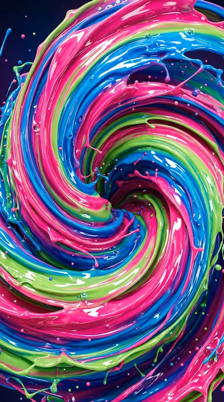 Vibrant Rainbow Liquid Swirl with Candy Gloss Finish - Free Mobile AMOLED Wallpaper Background