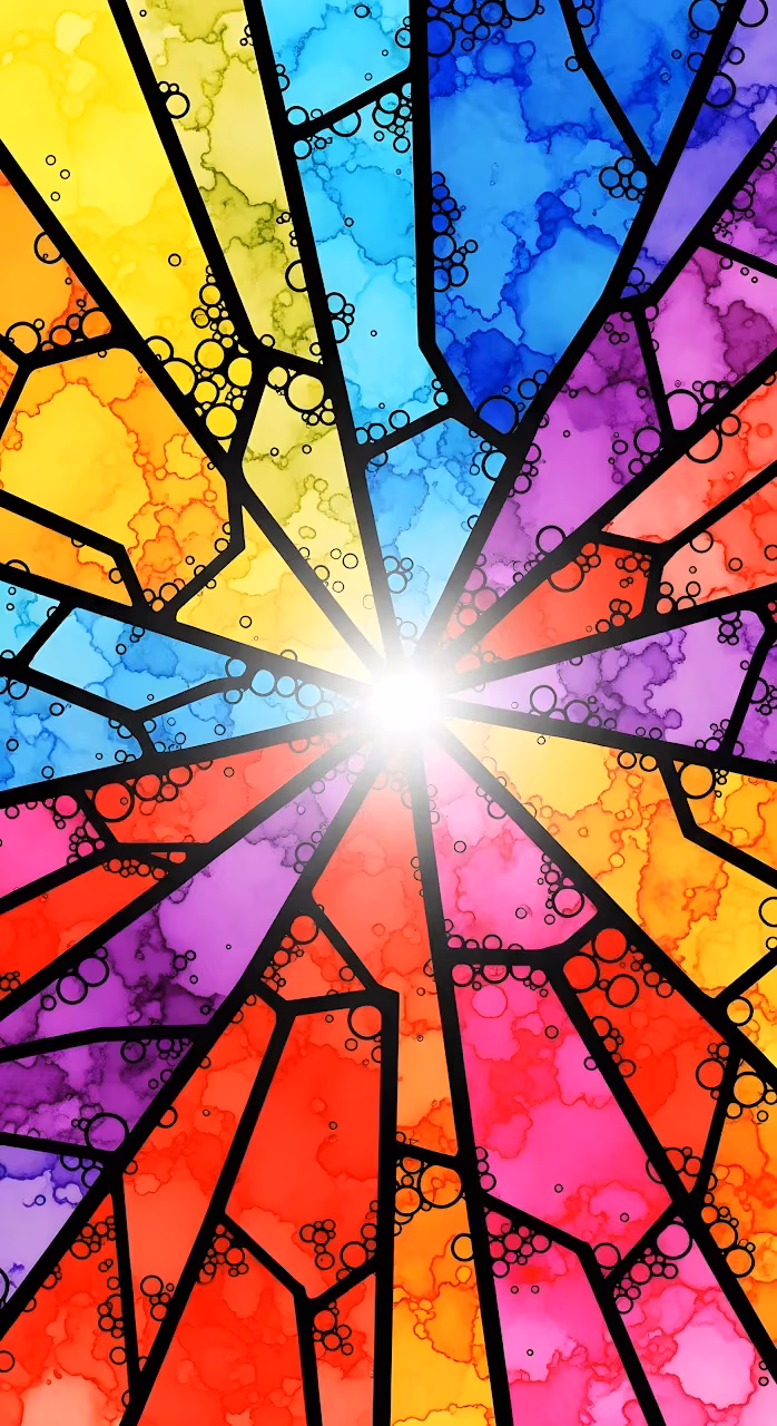 Vibrant Stained Glass Art Rainbow Light Burst Abstract - Free Mobile AMOLED Wallpaper Background