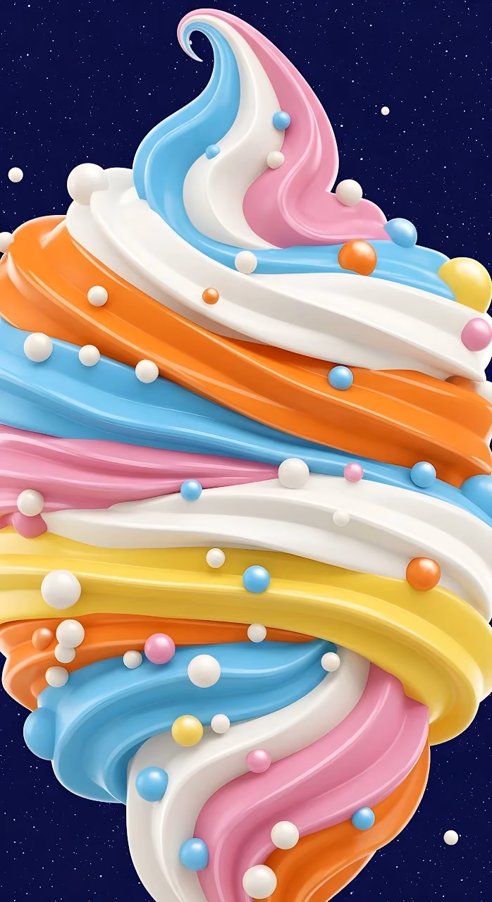 Download Vibrant Swirl Ice Cream Cone 3D Rendered Dessert Art Wallpaper in Mobile HD Vibrant Swirl Ice Cream Cone 3D Rendered Dessert Art - Free Mobile AMOLED Wallpaper Background