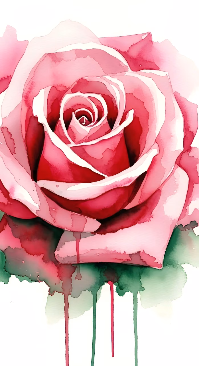 Download Vibrant Watercolor Rose Bloom with Paint Drips Wallpaper in Mobile HD Vibrant Watercolor Rose Bloom with Paint Drips - Free Mobile AMOLED Wallpaper Background