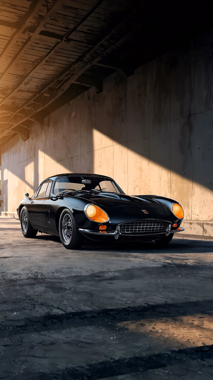 Vintage Black Sports Car Under Concrete Bridge Sunlight - Free Mobile AMOLED Wallpaper Background