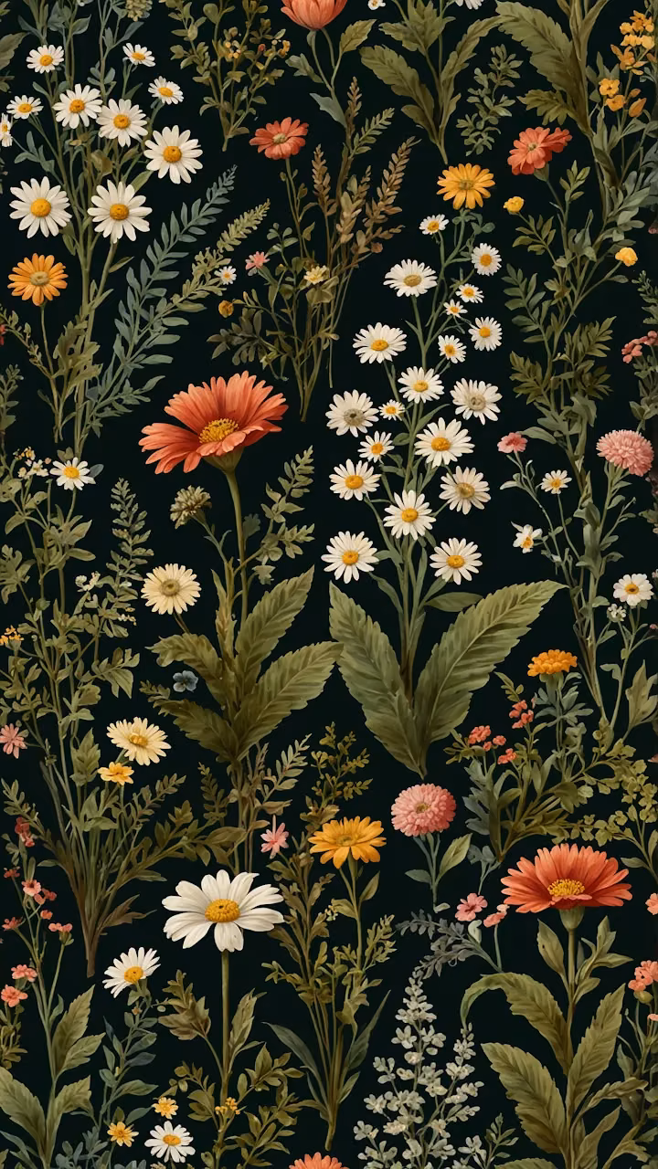 Download Vintage Floral Pattern on Dark Background Wallpaper in Mobile HD Vintage Floral Pattern on Dark Background - Free Mobile AMOLED Wallpaper Background