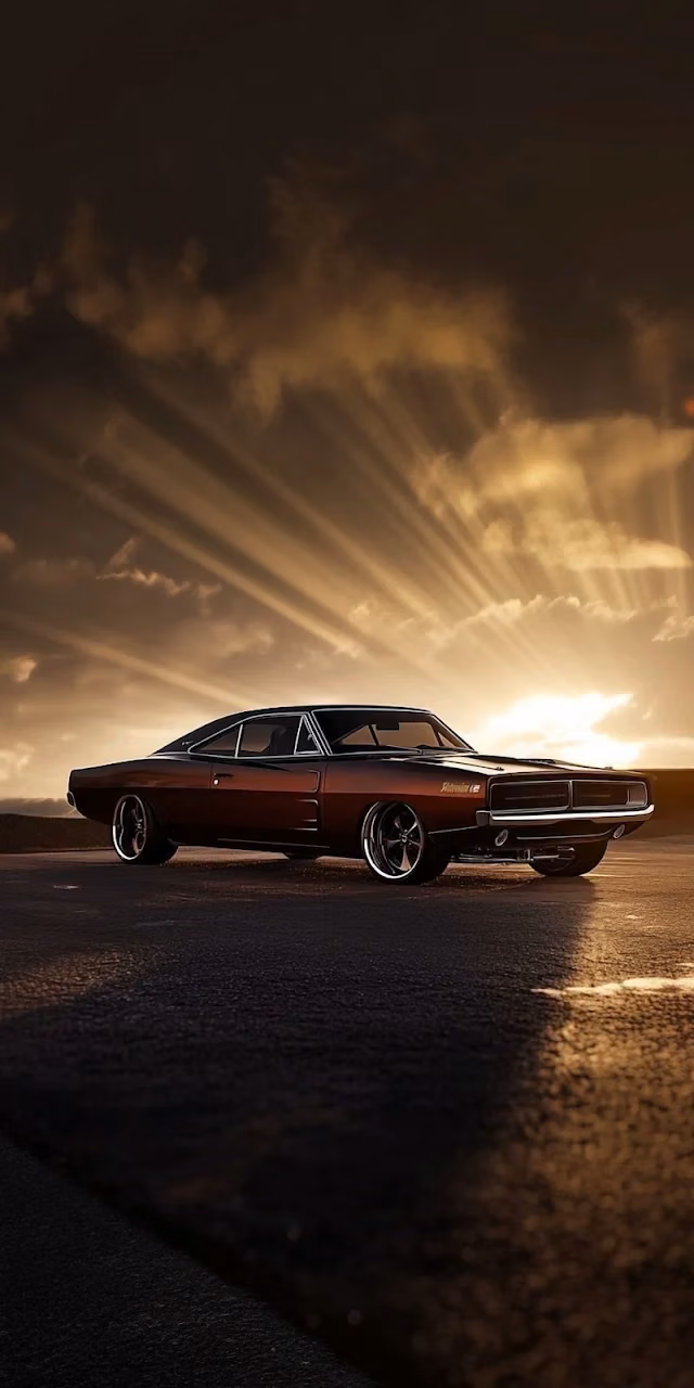 Download Vintage Maroon Muscle Car Sunset Cinematic Sunburst Wallpaper in 4K UHD Vintage Maroon Muscle Car Sunset Cinematic Sunburst - Free 4K Desktop Wallpaper Background