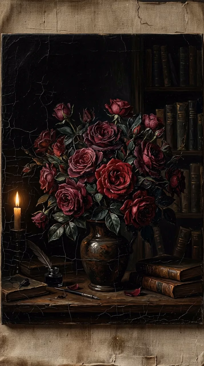 Download Vintage Moody Dark Floral Oil Painting Background Wallpaper in Mobile HD Vintage Moody Dark Floral Oil Painting Background - Free Mobile AMOLED Wallpaper Background