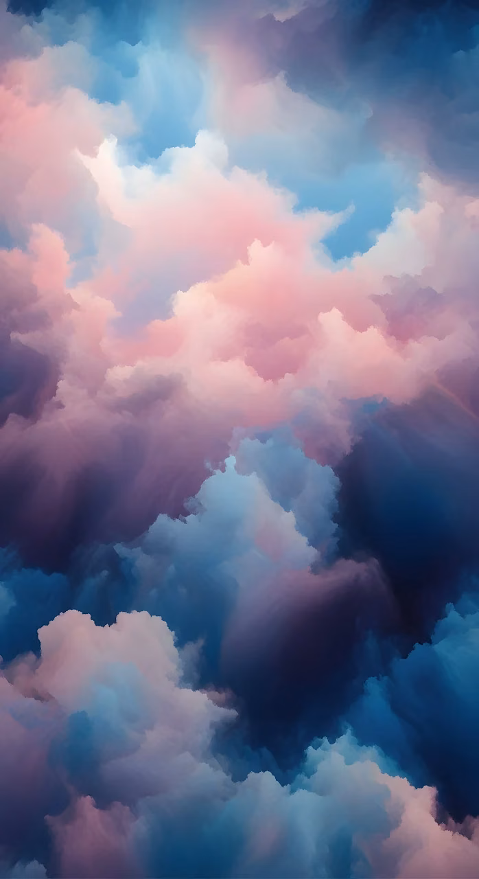 Volumetric Pastel Clouds Abstract Digital Painting - Free Mobile AMOLED Wallpaper Background