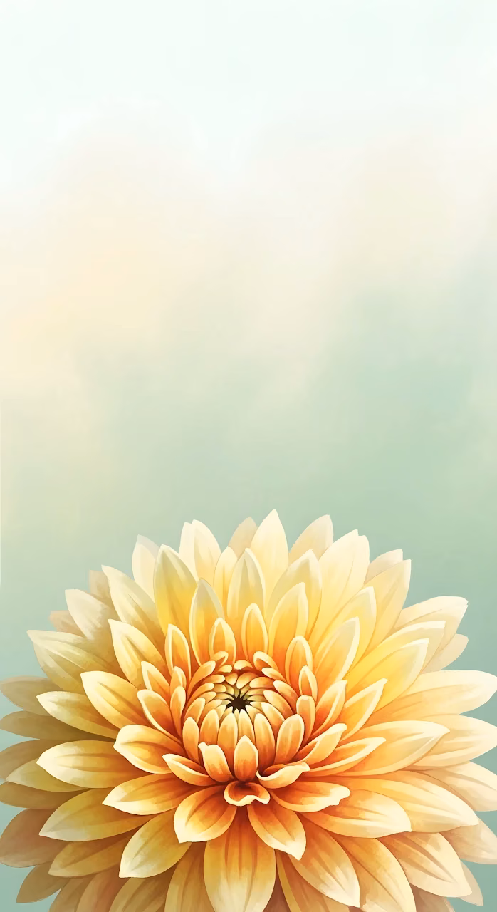 Watercolor Yellow Dahlia Flower Pastel Gradient Bloom - Free Mobile AMOLED Wallpaper Background