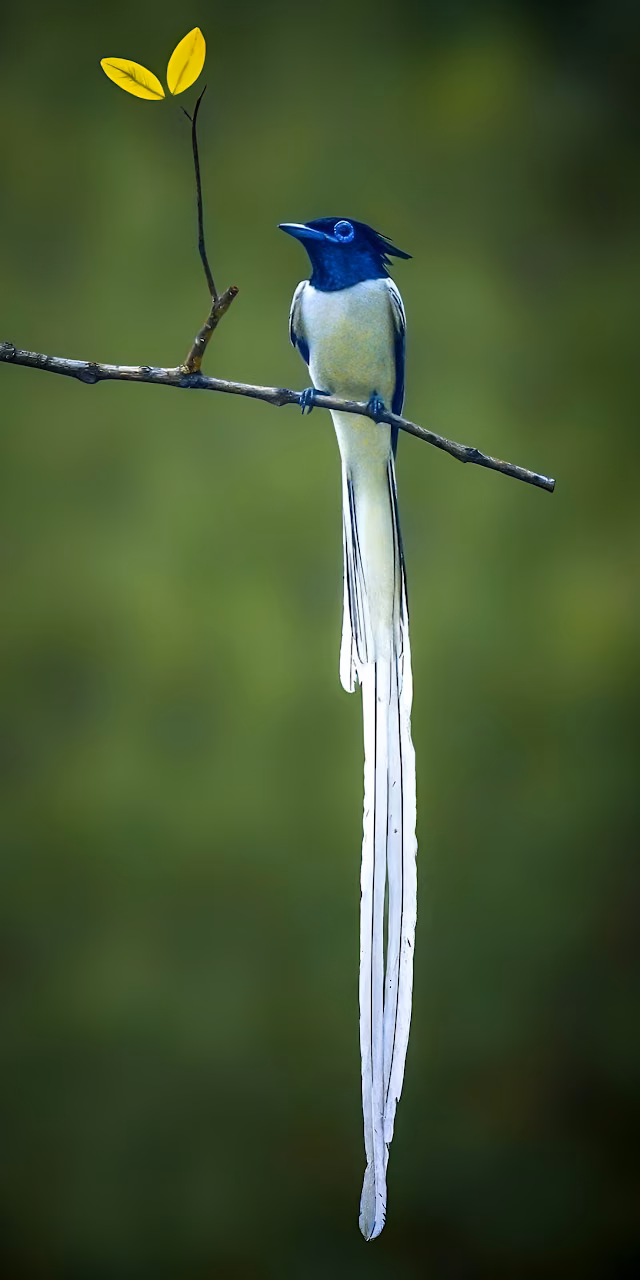 Download White Tailed Flycatcher Perched, Vibrant Green Bokeh Background Wallpaper in Mobile HD White Tailed Flycatcher Perched, Vibrant Green Bokeh Background - Free Mobile AMOLED Wallpaper Background