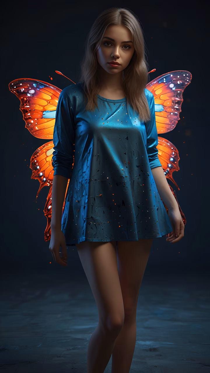 Download Woman with Glowing Butterfly Wings in Dark Mystical Setting Wallpaper in Mobile HD Woman with Glowing Butterfly Wings in Dark Mystical Setting - Free Mobile AMOLED Wallpaper Background
