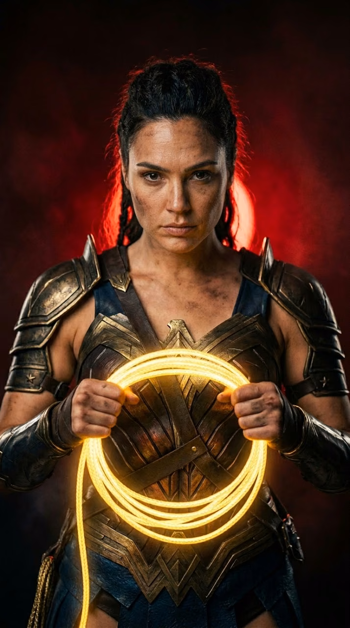 Wonder Woman Lasso of Truth Portrait - Free Mobile AMOLED Wallpaper Background