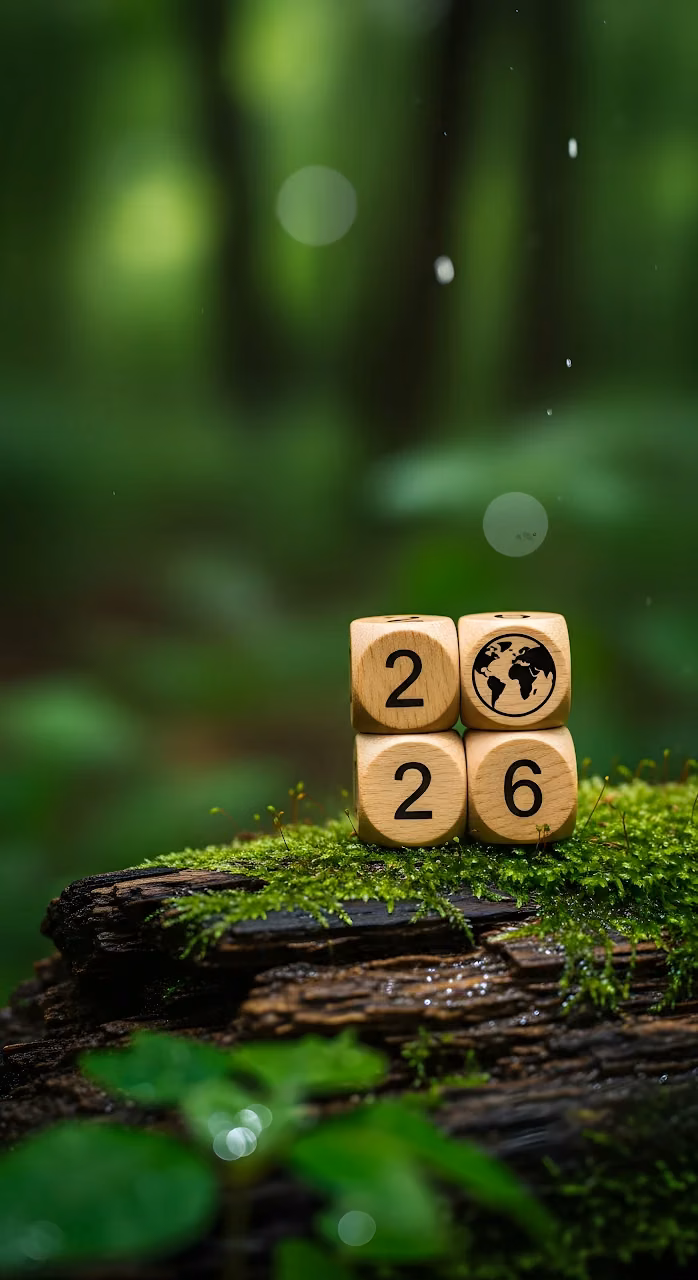 Wooden Blocks Globe Symbol on Mossy Forest Log - Free Mobile AMOLED Wallpaper Background