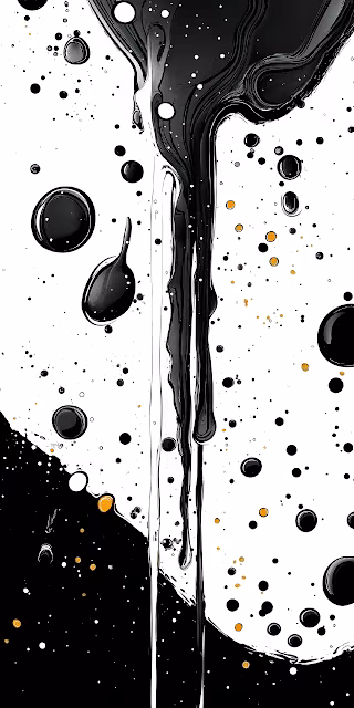 Abstract Black Ink Drips and Splatters High Contrast Artwork - Free 4K & 8K Mobile Wallpaper