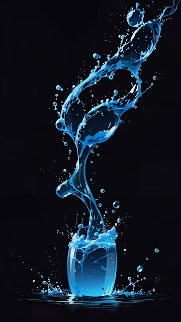 Abstract Blue Water Splash Dynamic Black Background - Free 4K & 8K Mobile Wallpaper