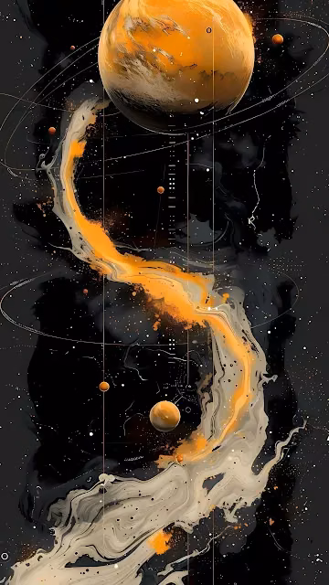 Abstract Cosmic Swirl of Orange and Beige Fluid Art - Free 4K & 8K Mobile Wallpaper