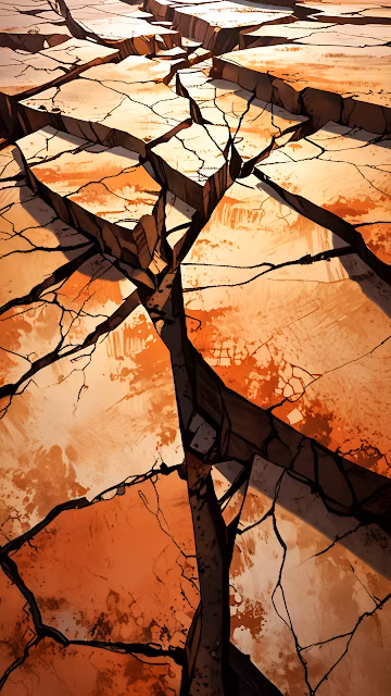 Abstract Cracked Earth Fissure Texture Orange Brown Tones - Free 4K & 8K Mobile Wallpaper