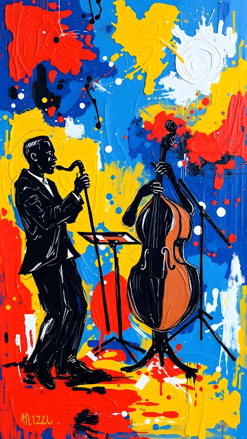 Abstract Jazz Musicians Painting - Free 4K & 8K Mobile Wallpaper