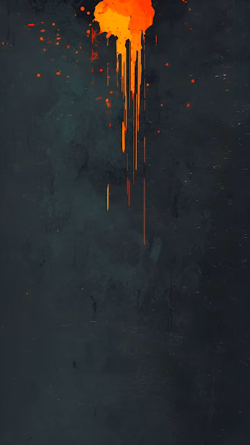 Abstract Orange Paint Drips on Dark Grunge Texture Art - Free 4K & 8K Mobile Wallpaper