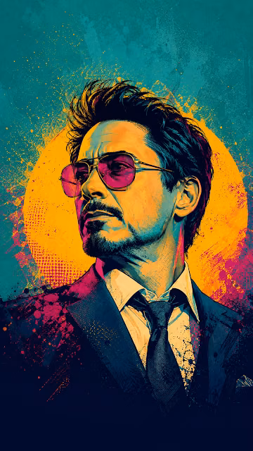 Abstract Pop Art Portrait of Tony Stark - Free 4K & 8K Mobile Wallpaper