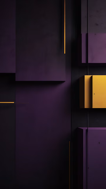 Abstract purple and gold geometric shapes with dark textures - Free 4K & 8K Mobile Wallpaper