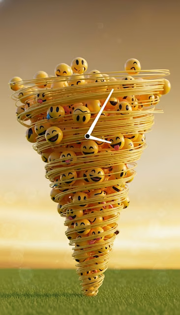 Abstract Tornado of Yellow 3D Smileys and Emoticons - Free 4K & 8K Mobile Wallpaper