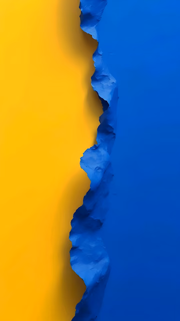 Abstract Yellow Blue Textured Sculpted Rift Art - Free 4K & 8K Mobile Wallpaper