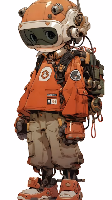 Adorable Orange Techwear Astronaut Concept Art Character Design - Free 4K & 8K Mobile Wallpaper