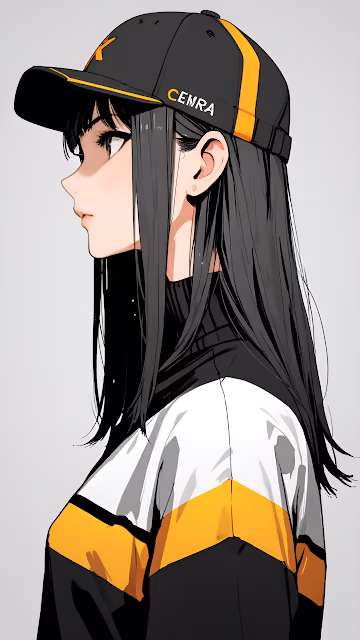 Anime Girl in Black and Yellow Cap and Jacket - Free 4K & 8K Mobile Wallpaper