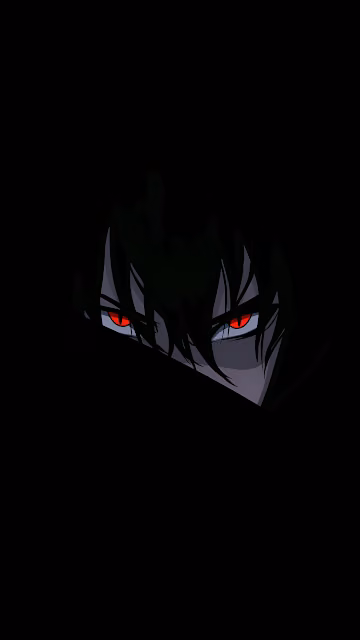 Anime Red Glowing Eyes Dark Minimalist AMOLED Illustration - Free 4K & 8K Mobile Wallpaper