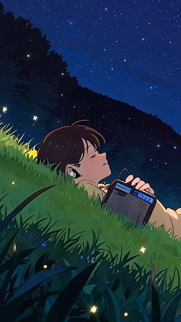 Anime Starry Night Relaxation, Lo Fi Music Illustration - Free 4K & 8K Mobile Wallpaper