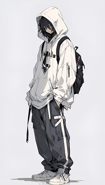 Anime Streetwear Character in Oversized White Hoodie - Free 4K & 8K Mobile Wallpaper