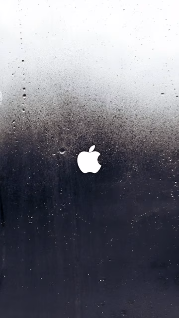 Apple Logo Rain Splatter Wet Glass Grayscale Gradient - Free 4K & 8K Mobile Wallpaper