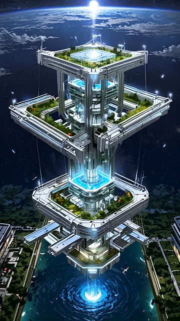 Arcology Tower Floating Above Earth Futuristic Cityscape - Free 4K & 8K Mobile Wallpaper