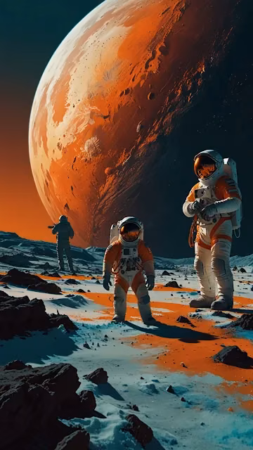 Astronaut Exploration on Red Planet Surface Art - Free 4K & 8K Mobile Wallpaper