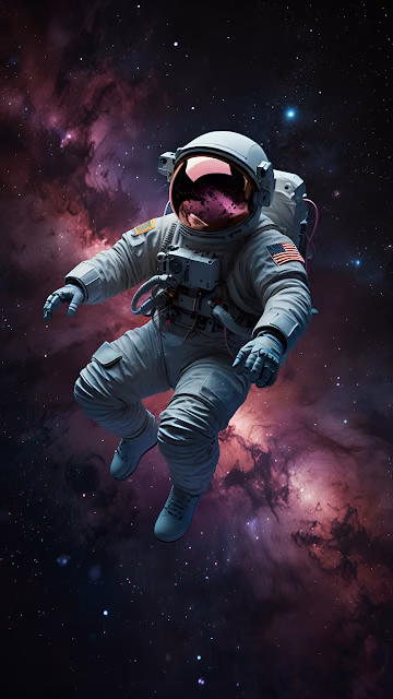 Astronaut Floating in Vibrant Purple Nebula Space - Free 4K & 8K Mobile Wallpaper