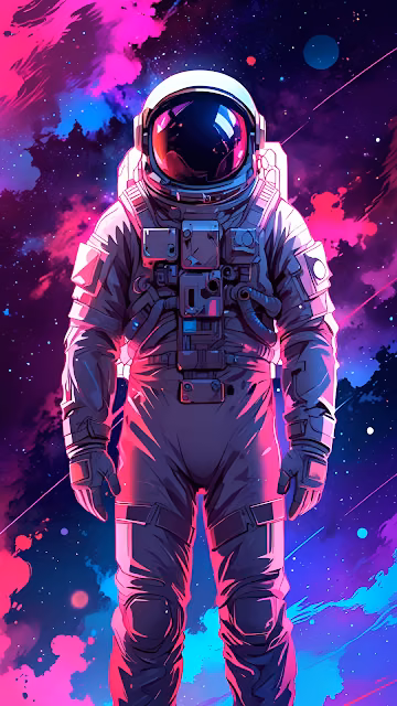 Astronaut in Neon Cosmic Space with Pink and Blue Hues - Free 4K & 8K Mobile Wallpaper