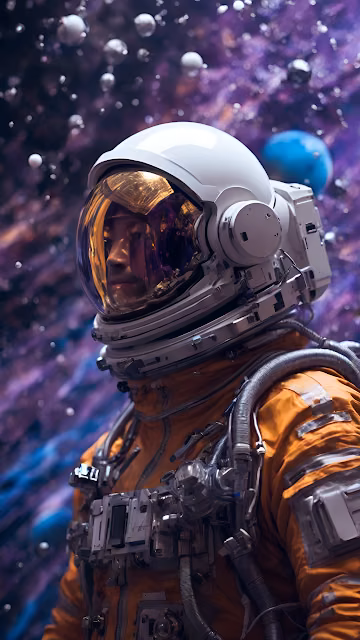 Astronaut Portrait Purple Nebula Space Exploration Art - Free 4K & 8K Mobile Wallpaper